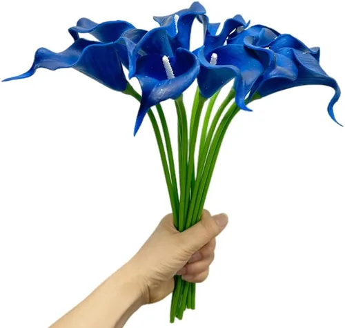 Miniatura 4 de 12 flores artificiales de lirio de cala, 13 pulgadas, accesorios de ramo de flores pequeñas de poliuretano de 13 pulgadas, ramo de boda de lirio