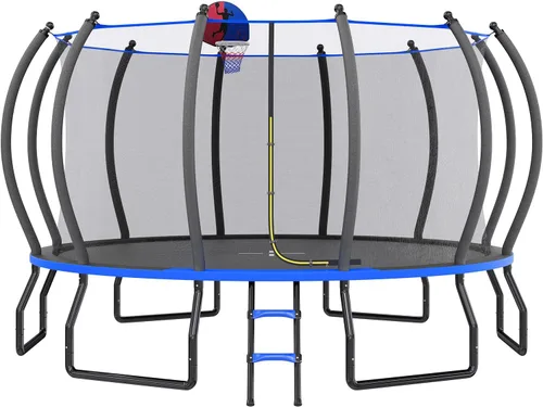 Miniatura 12 de YUMPIE - Trampolín de 8 pies, 10 pies, 12 pies, 14 pies, 15 pies, 16 pies, para exteriores, con red de seguridad y escalera, trampolines recreativos