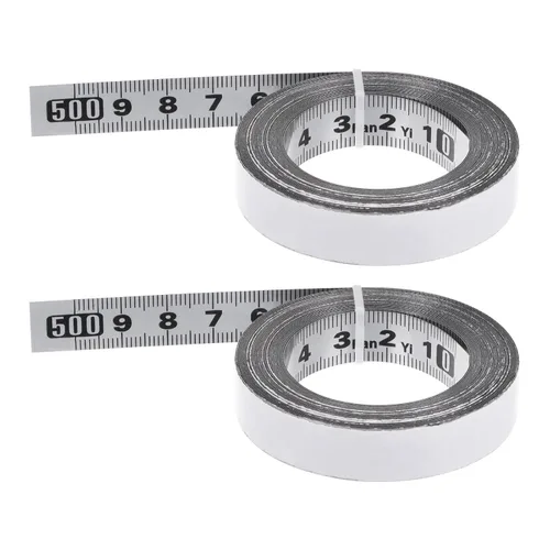 Miniatura 8 de HARFINGTON 2 cintas métricas autoadhesivas de acero inoxidable de 157.5 in, resistente al desgaste, de derecha a izquierda, regla adhesiva de acero