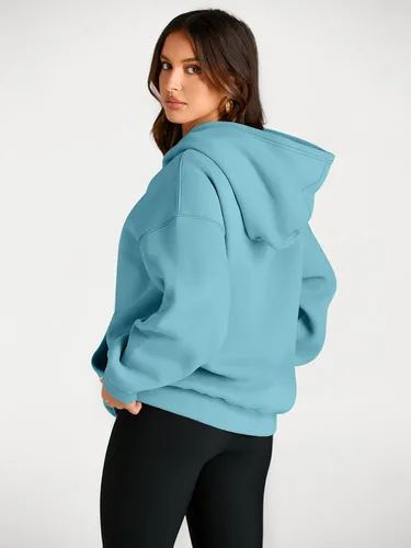 Miniatura 165 de Trendy Queen - Sudaderas extragrandes con capucha para mujer, suéteres de manga larga, sin botones, de vellón, de otoño, ropa de invierno