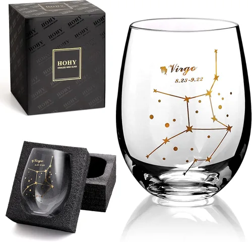 Miniatura 12 de HOHY Copa de vino del zodiaco Aries de 20 onzas, Horóscopo de cumpleaños del zodiaco Aries, regalos de vino para mujeres, copa de vino