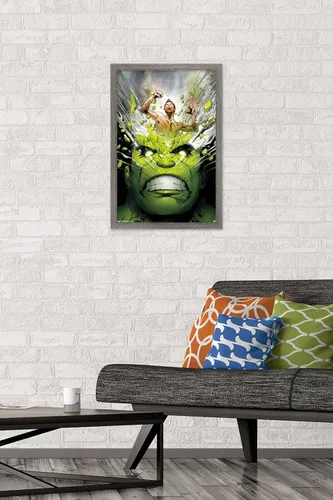 Miniatura 2 de Trends International Marvel Comics - Póster de pared de The Incredible Hulk - Cover #171, 14.725 x 22.375 pulgadas, versión enmarcada de madera