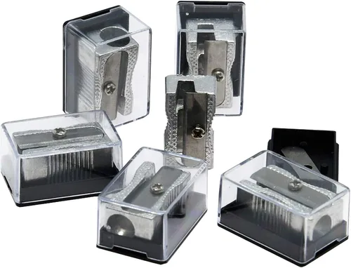 Miniatura 7 de Sacapuntas WEKOIL de metal con doble agujero manual de mano con estuche para recoger las virutas, sacapuntas manual a granel, 4 sacapuntas