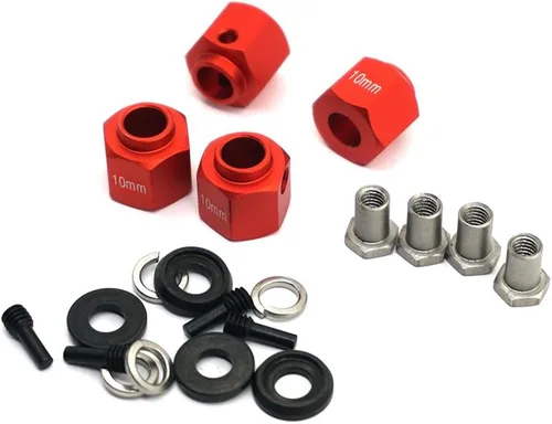 Miniatura 16 de MOHERO Bujes de rueda hexagonales de aleación de aluminio de 0.354 in de grosor y 0.472 in para Trx4 1/10 RC modelo Crawler (rojo, 0.354 in)