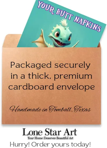 Miniatura 3 de Your Butt Napkins My Lady Adorable Baby Dragon Cartoon Holding a Roll of Toilet Paper - 11x14 Unframed Wall Art Print - Funny and Cute Bathroom