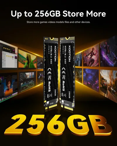 Miniatura 3 de KOOTION SSD NVMe M.2 PCIe 2280 de 256GB Unidad de estado sólido interna Gen3x4 Disco duro de hasta 3000MB/s Compatible con laptop y PC