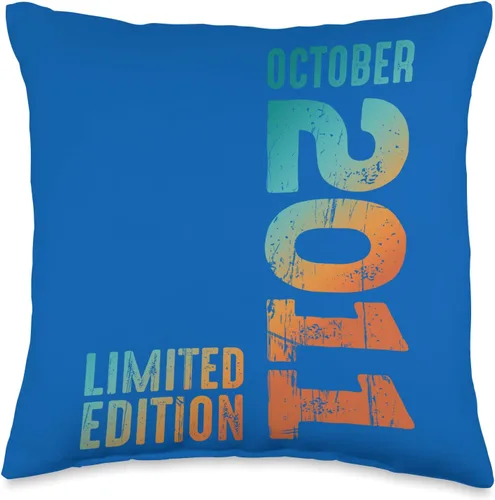 Since Month October Retro Vintage Year 2011 Birth Awesome Limited Edition Octubre Retro Vintage 2011 - Almohada de 16 x 16 pulgadas, multicolor