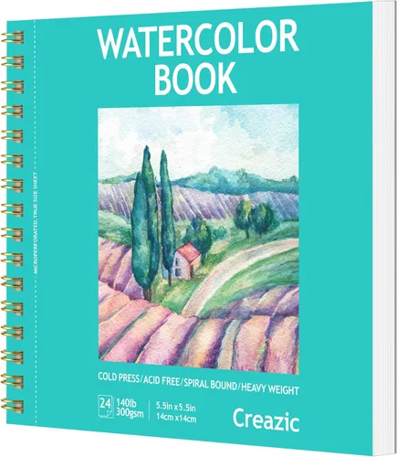 Miniatura 15 de Creazic Bloc de papel de acuarela de 8.5 x 11 pulgadas (140 libras/300 gsm) - Bloc de arte sin ácidos Cuaderno de bocetos pesado prensado en frío