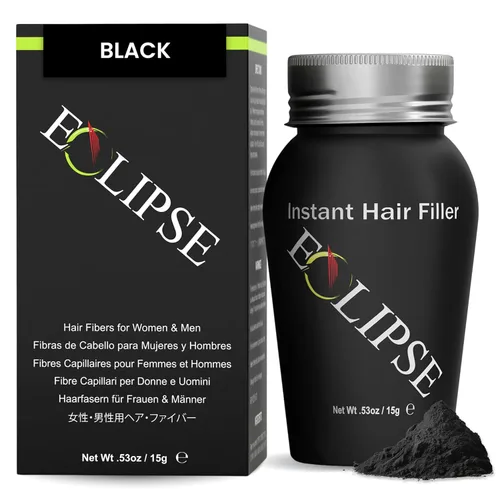 Miniatura 11 de ECLIPSE - Fibras de cabello negras para adelgazar el cabello para mujeres y hombres para ocultar la pérdida de cabello en 15 segundos, 100% fibras