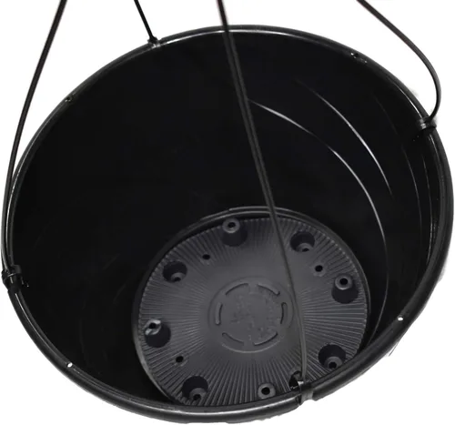 Miniatura 2 de Cesta colgante de plástico negro de 12 pulgadas de diámetro (2)