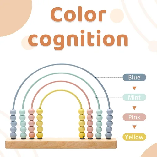 Miniatura 2 de ibwaae Juguetes de madera con cuentas de ábaco arcoíris para niños, habilidades matemáticas tempranas, juegos de aprendizaje educativo Montessori