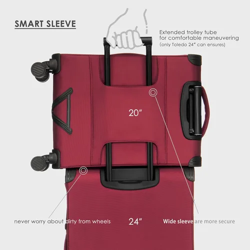 Miniatura 7 de VERAGE Teldo Softside - Equipaje de ruedas giratorias expandible, Borgoña, Equipaje de mano Softside