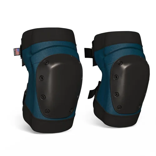 Miniatura 7 de PRO - Rodilleras estilo constructor con 3 niveles de protección, color negro, 1 par, tapa de plástico de soporte plano y cierres ajustables