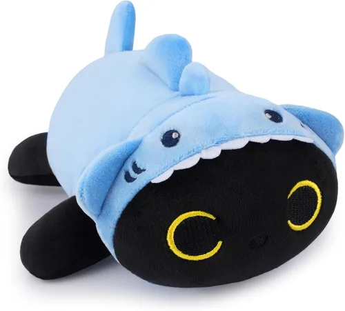 Miniatura 14 de Peluche de gato negro con peso, lindos animales de peluche con peso para niños, realista y suave, abrazable, regalo para niñas y niños