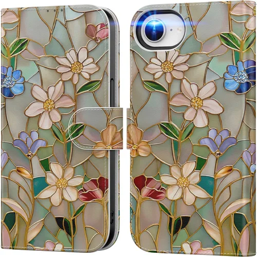 Miniatura 77 de DEENAKIN Funda tipo cartera para iPhone 15 con tarjetero + clip para efectivo, bloqueo RFID, protección contra caídas de grado militar y obras