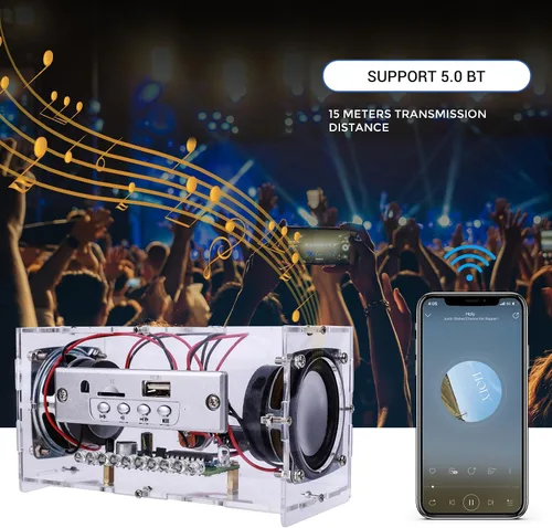 Miniatura 3 de MiOYOOW Kit de altavoz Bluetooth DIY, mini amplificador estéreo USB, kit de soldadura con luces LED intermitentes, kit de práctica de soldadura