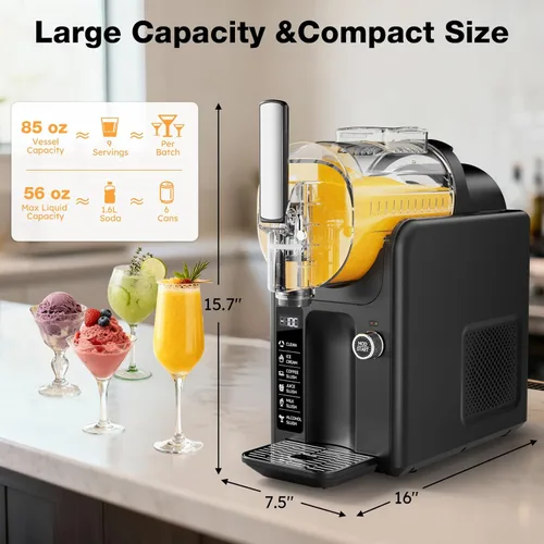 Miniatura 2 de Máquina de granizado para el hogar, máquina de granizado y helado de 85 onzas, no necesita hielo, máquina de bebidas congeladas con 5 ajustes