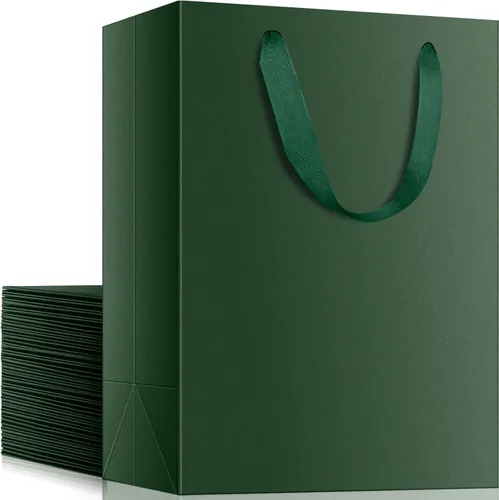 Miniatura 35 de EUSOAR Bolsas de compras y mercancías, tamaño mediano, 25 piezas de 7.8 x 3.9 x 11 pulgadas, bolsas de regalo reciclables de papel kraft marrón