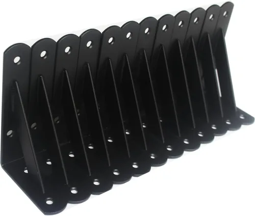 Miniatura 69 de Paquete de 16 soportes de estante resistentes negros de 20 pulgadas de largo x 12 pulgadas de alto con tornillos, soportes de estante de metal