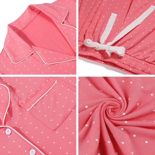 Miniatura 5 de Senert Conjunto de pijama para mujer, de manga corta, suave, con botones, ropa de noche, tallas S-XXL