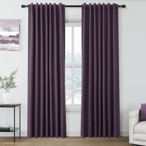 Miniatura 117 de Cortinas de lino 100% opacas para dormitorio, 102 pulgadas de largo, con pestaña trasera, bolsillo para barra, paneles acústicos con aislamiento