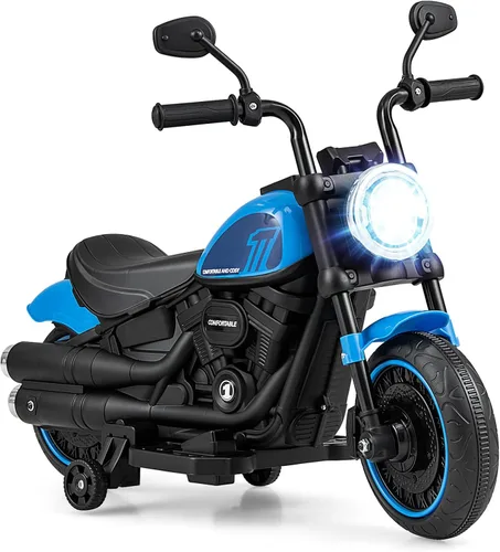 Honey Joy Motocicleta de Montar, Motocicleta para Niños de 6 V con Luz LED, Música, Pedal de Pie, Adelante/Atrás, Arranque Suave, Motocicleta