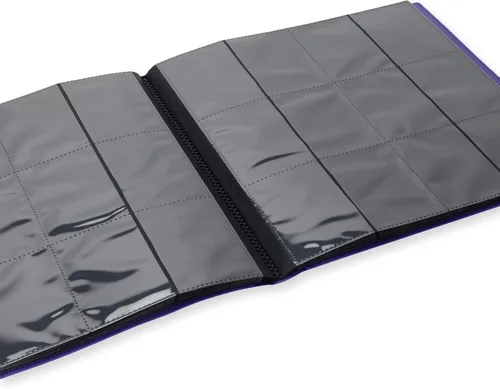 Miniatura 5 de Vault X Carpeta estándar de 12 bolsillos con correa, capacidad para 480 tarjetas coleccionables en 20 páginas de carga lateral (morado)