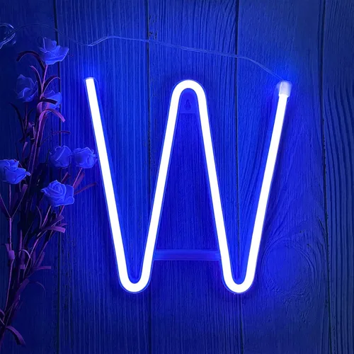 Miniatura 24 de ENUOLI Letreros de neón LED en azul con letras de neón para decoración de pared, luz nocturna, funciona con pilas o USB, letras de neón LED