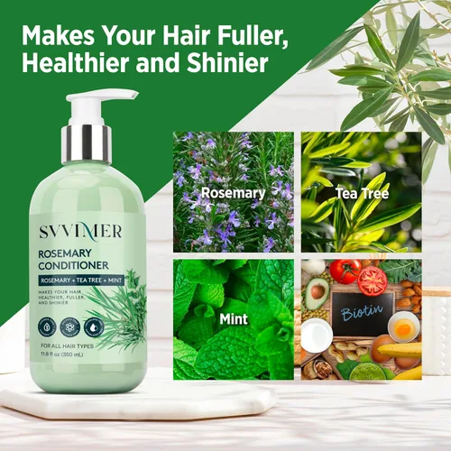Miniatura 4 de Svvimer Acondicionador engrosador de romero: Producto hidratante espesante con biotina para mujeres y hombres - para cabello dañado, seco y fino 350