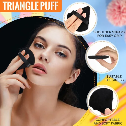 Miniatura 3 de Meanplan 100 esponjas de maquillaje suaves triangulares para la cara, esponjas de maquillaje suaves para terciopelo suelto, base cosmética, esponja