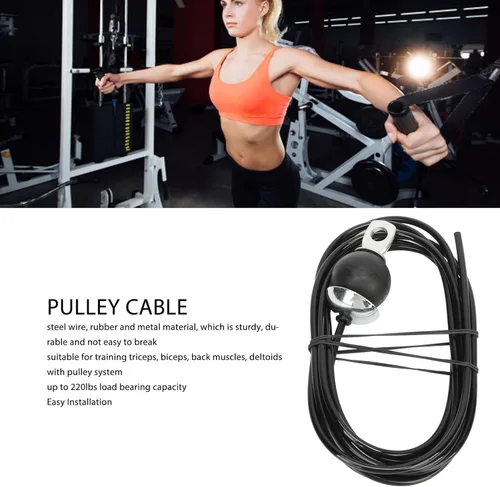 Miniatura 4 de Cable de polea de 0.197 in de grosor, cable de rodamiento de carga de 220.5 libras, cable de repuesto para gimnasio para equipos de ejercicio