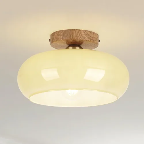 Miniatura 9 de Lámpara de techo de vidrio de leche blanca, iluminación de montaje al ras de 13.8 pulgadas para dormitorio, pasillo, cocina y comedor, diseño
