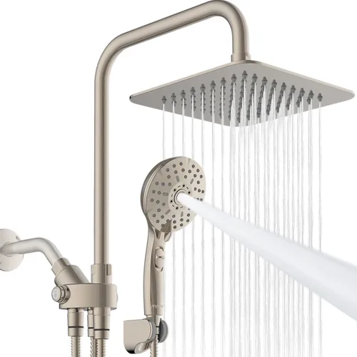 Miniatura 10 de Ryamen Combo de cabezal de ducha doble, cabezal de ducha de lluvia de alta presión de 8 pulgadas con rociador de mano, cabezal de ducha de mano de 6