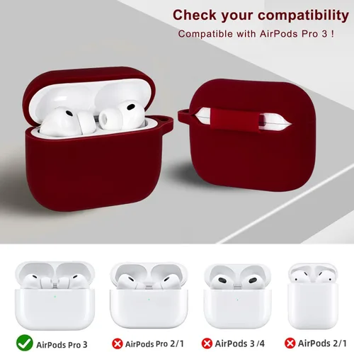 Miniatura 3 de KOUJAON Funda compatible con AirPods Pro 3 2025 con kit limpiador de llavero brillante, funda de silicona para auriculares inalámbricos AirPods Pro