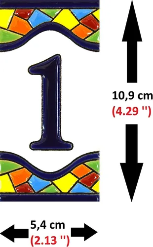 Miniatura 3 de Números de casa 4 pulgadas. Azulejos de números de casa pintados a mano para letreros, direcciones y nombres. Números de dirección para casas.