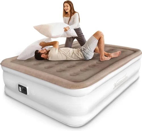 NatraCalm Colchón de aire Queen con bomba integrada, colchón inflable mejorado para el hogar y cama de invitados temporal, cama de aire cómoda y