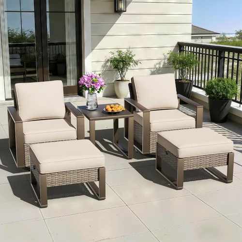 Miniatura 25 de Sofá de Mimbre Metálico para Patio de 75", Sofá Sillón de Ratán para Exteriores de 3 Asientos para Todo Tipo de Clima con Cojines Premium