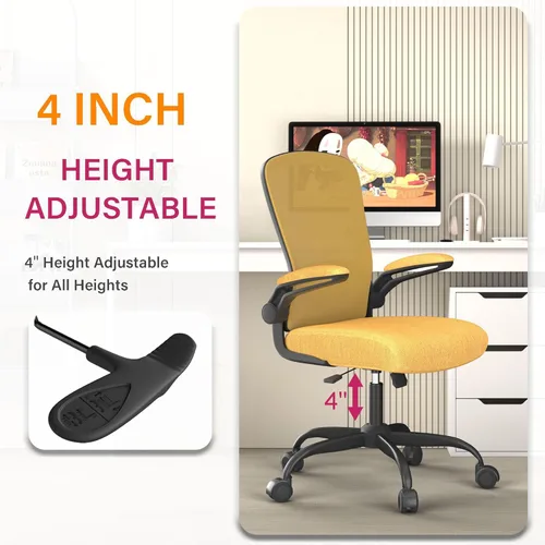 Miniatura 3 de Silla de oficina Mimoglad, silla de escritorio ergonómica con soporte lumbar ajustable, silla de computadora de malla de respaldo alto con Dorado