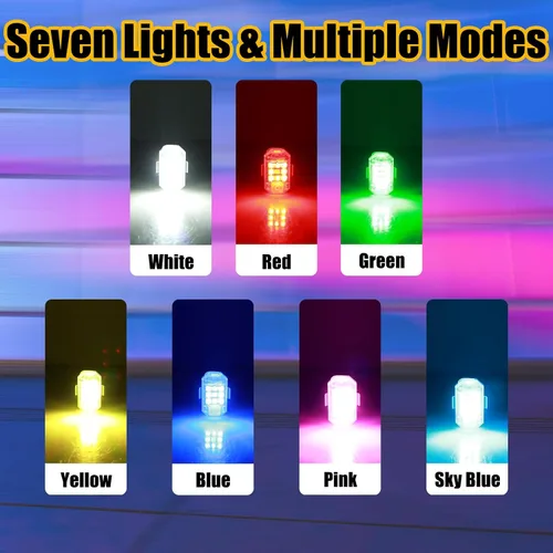 Miniatura 2 de Mini luces USB recargables 7 colores LED luces de carretera luz de emergencia alto brillo IP68 impermeable montar anticolisión luz de señal nocturna