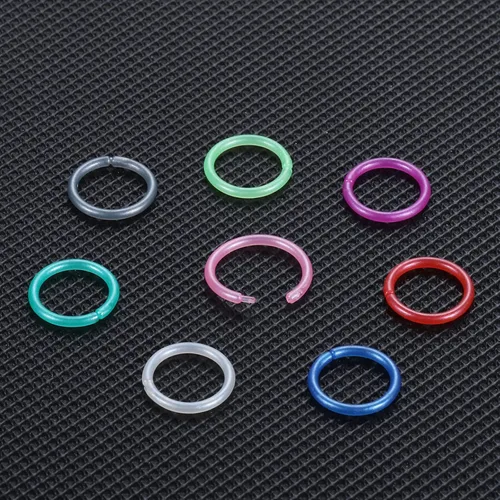 Miniatura 3 de Oveta 8-32 piezas 16G/20G anillos de nariz transparentes con retenedor, anillos de tabique de acrílico Bioflex de colores, anillos de cartílago