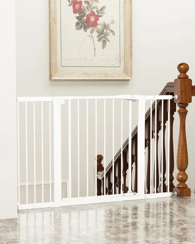 Miniatura 16 de keny Puerta de bebé de 29.7 a 46 pulgadas para escaleras, puertas de perro con cierre automático para puertas, montada a presión, sin perforación