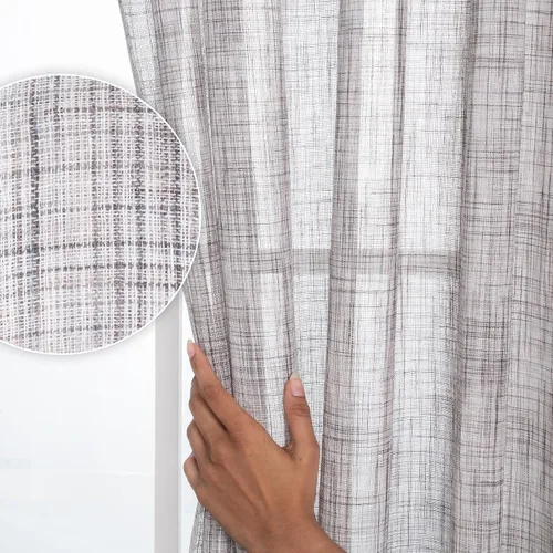 Miniatura 11 de D'Moksha Homes Cortinas de lino sintético beige y crema de 63 pulgadas de largo, 52 x 63 pulgadas, 2 paneles de cortinas transparentes con bolsillo