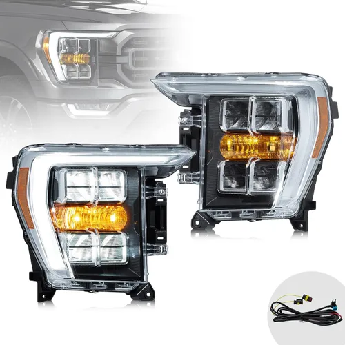 Miniatura 10 de VLAND - Faros delanteros LED para Ford F150 2021-2023 [solo apto para F-150 con luz halógena/xenón OEM], DRL amarillo o blanco, no para Raptor