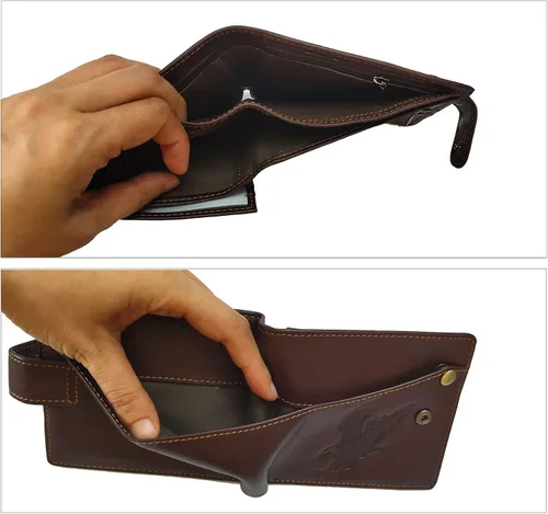 Miniatura 82 de Hombres Cool Eagle Wolf Caballo Totem Cuero Vaca Vertical Cartera Cremallera Multi-tarjeta Titular, Tótem de caballo, Minimalista