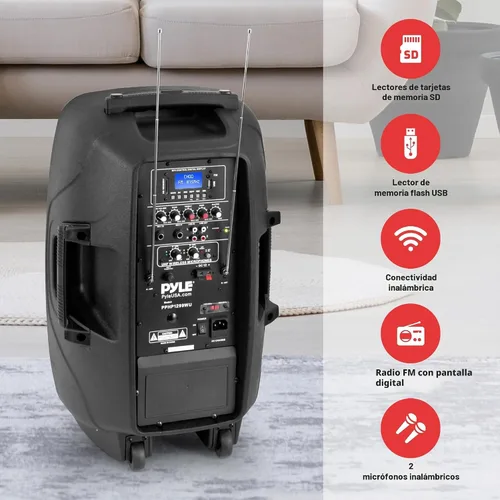 Miniatura 3 de Pyle Sistema de altavoces PA Bluetooth portátil - Altavoz de karaoke inalámbrico de 1000 W con subwoofer de 12 pulgadas, USB/SD/MP3/FM - Incluye