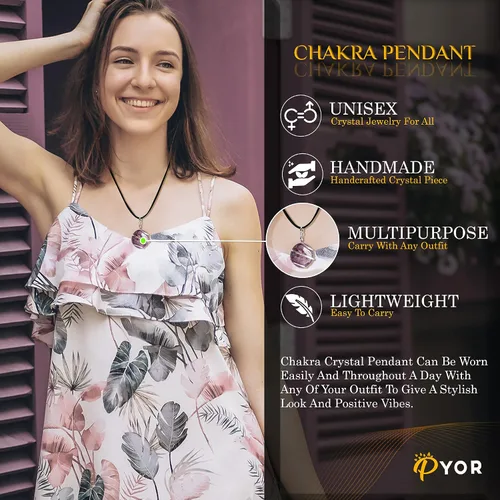Miniatura 89 de PYOR Collar con colgante curativo de Reiki de cristal, gemas de buena suerte, prosperidad, riqueza, piedras preciosas naturales, collares de buena