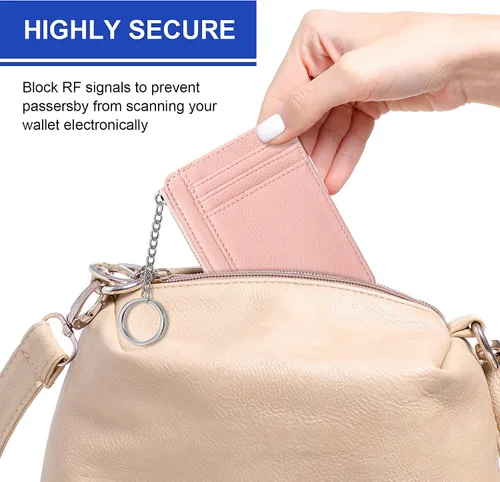 Miniatura 4 de Buryeah 2 carteras minimalistas delgadas de cuero con bolsillo frontal, carteras con bloqueo RFID, para mujer, tarjetero para tarjetas de crédito