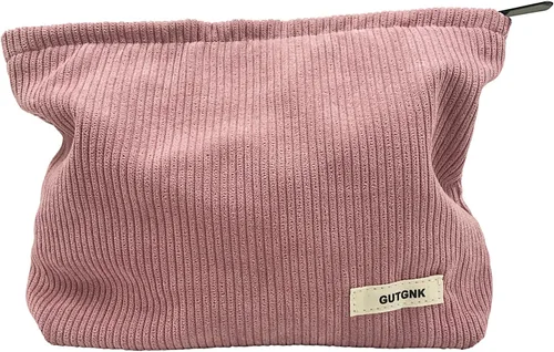 Miniatura 15 de Bolsa de maquillaje para mujeres, bolsa de cosméticos de pana con diseño estético, bolsa de mano para damas, estuche para lápices para niñas, lindo