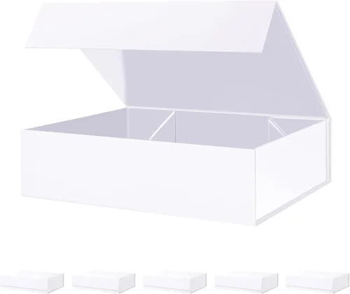 Miniatura 10 de BLK&WH Caja de regalo de 9 x 6.5 x 3.8 pulgadas, caja de regalo negra, caja de padrino, caja plegable con tapa de cierre magnético para embalaje