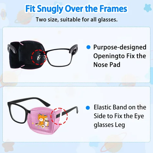 Miniatura 4 de Parches para ojos para niños, parche de seda reutilizable para ojos perezosos, parches ortopédicos de ambliopia para niños y niñas, cubierta de ojo